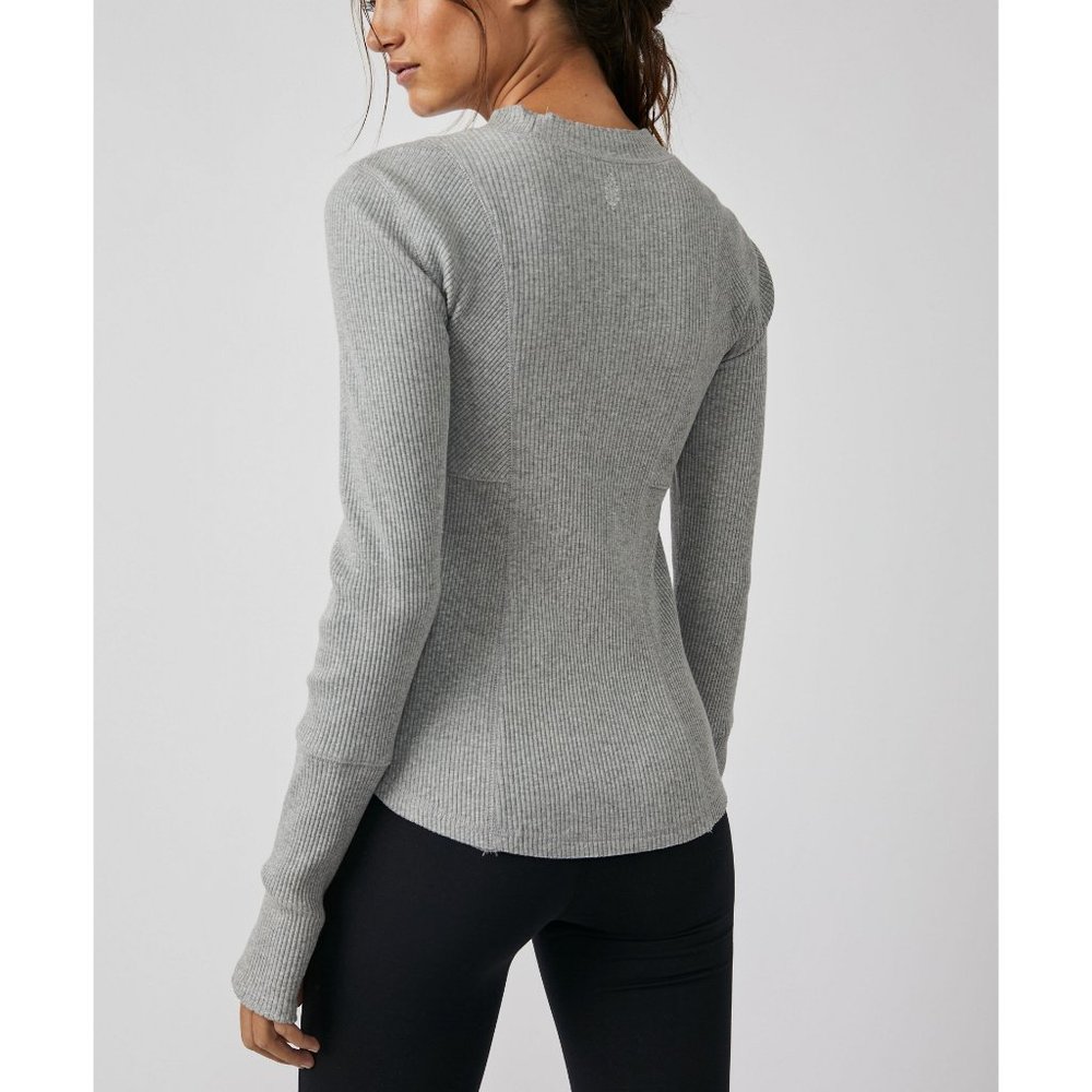 FP MOVEMENT Laura Long Sleeve Rib Top / Heather Grey - Picture 3 of 5